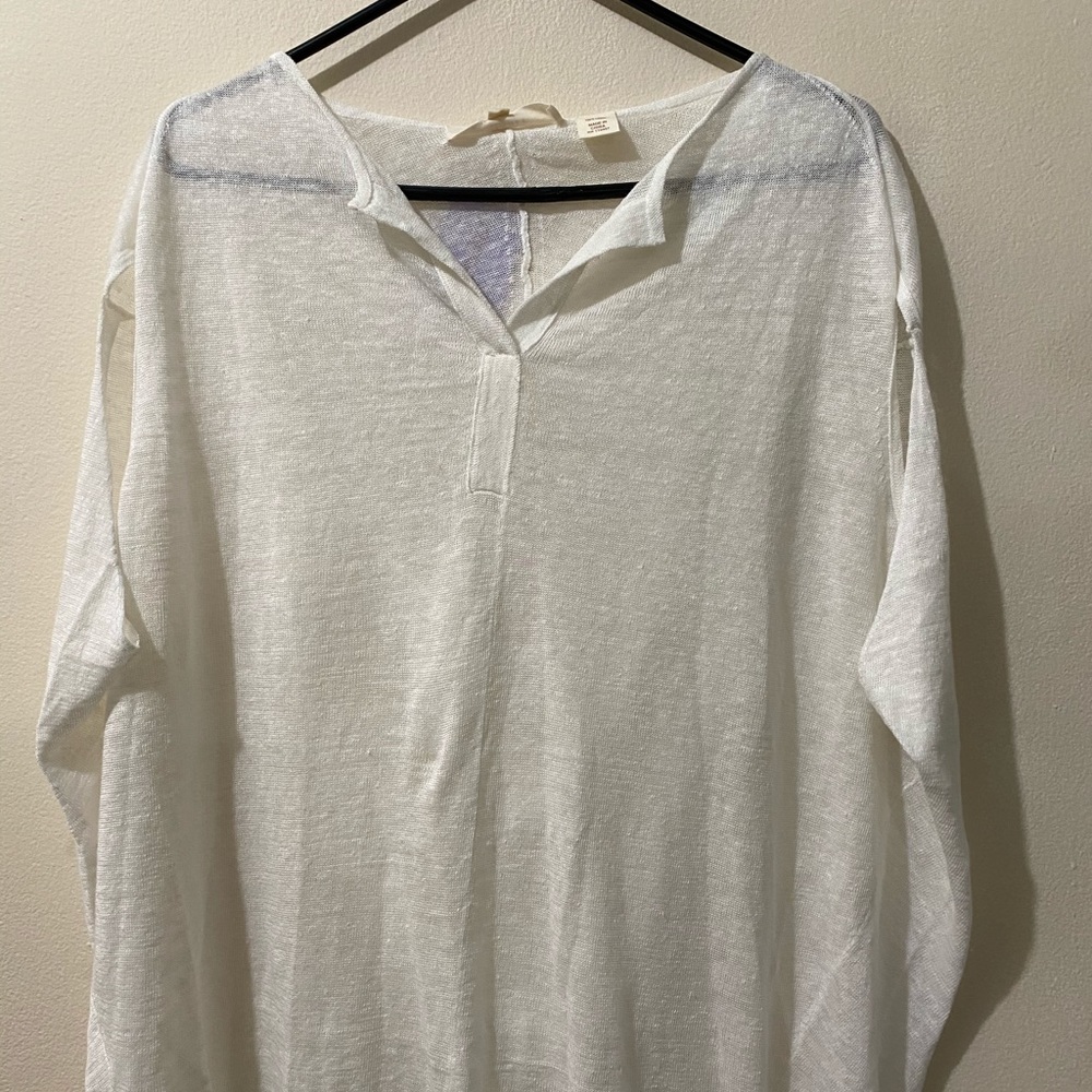 Inhabit 100% linen white sleeves top